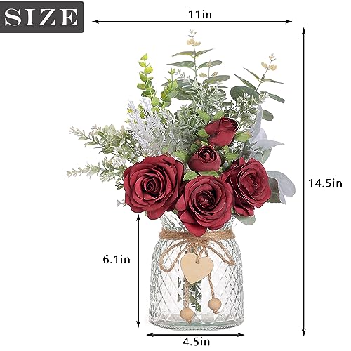 Artificial Rose & Eucalyptus Arrangement with Vase