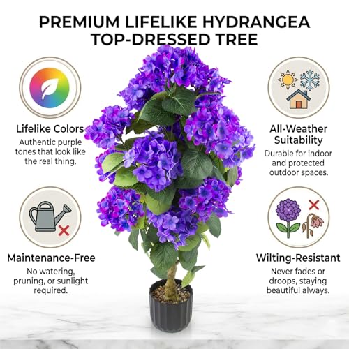 2-Pack Artificial Hydrangea Topiary Plants