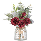 Artificial Rose & Eucalyptus Arrangement with Vase