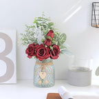 Artificial Rose & Eucalyptus Arrangement with Vase