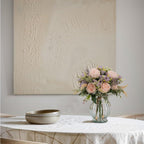 Artificial Peony Bouquet in Glass Vase Set