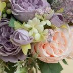 Artificial Peony Bouquet in Glass Vase Set
