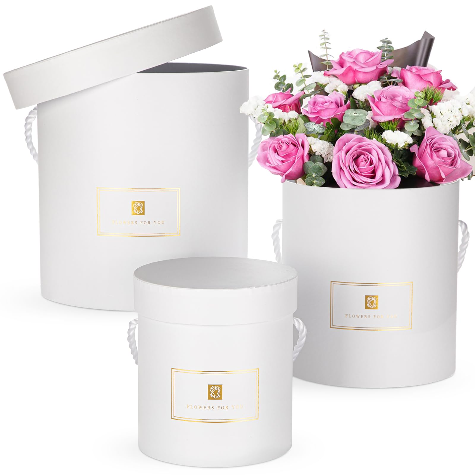 3-Piece Round Nesting Gift Box Set for Flower Arrangements
