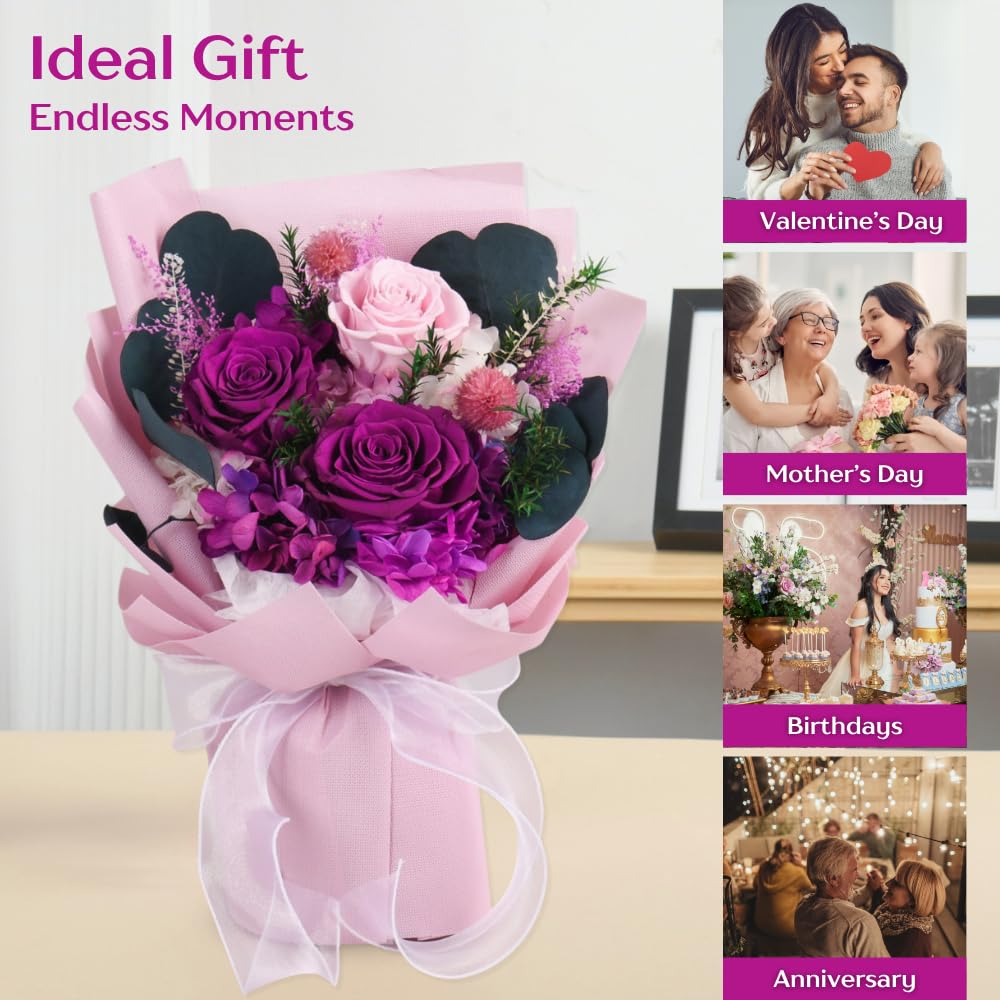 Vaanshie Premium Preserved Flower Bouquet Ideal for Mother's Day Gifting