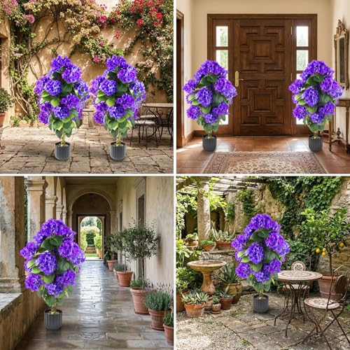 2-Pack Artificial Hydrangea Topiary Plants