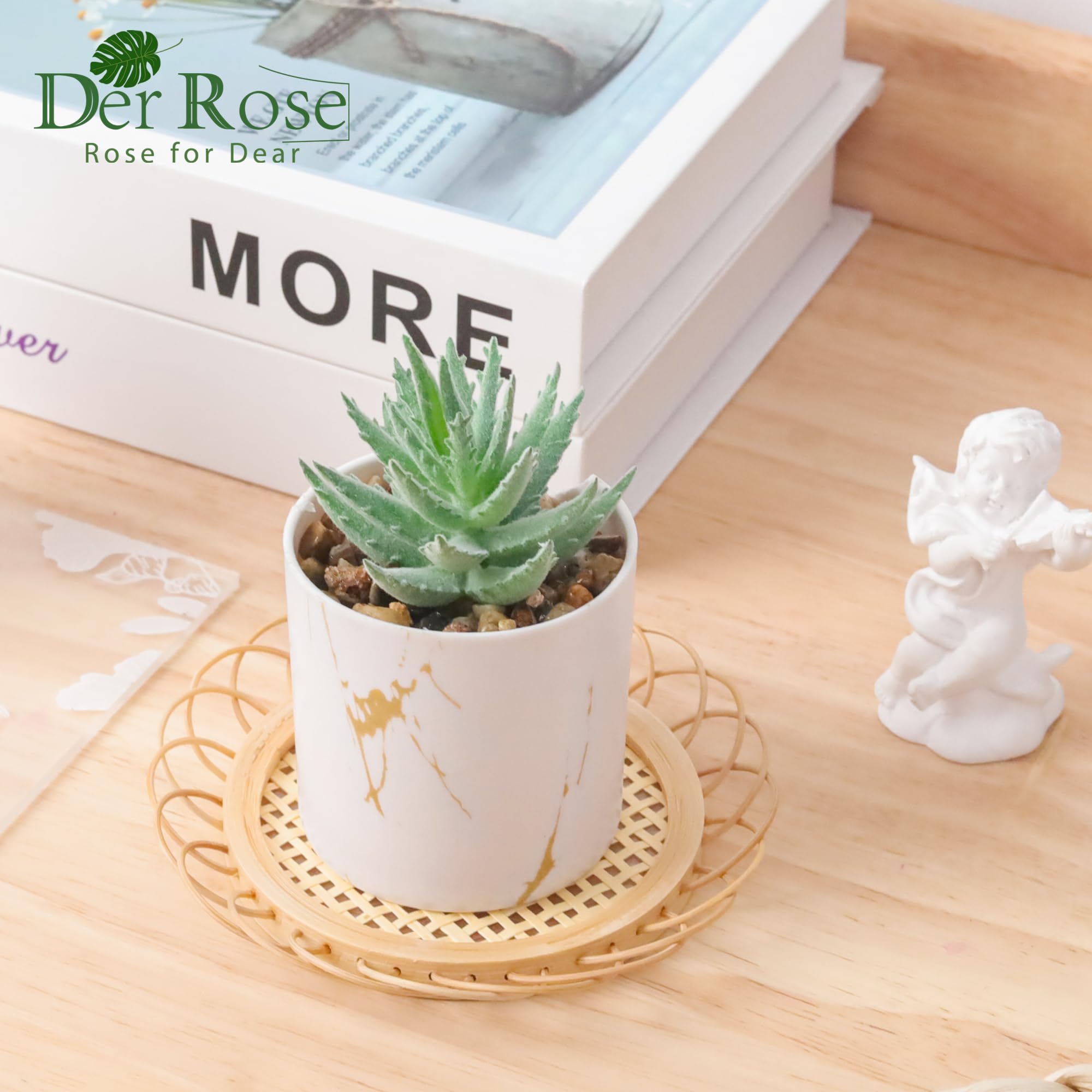 Der Rose Fake Succulents Plants Artificial for Office Desk Accessories for Women Pink Decor