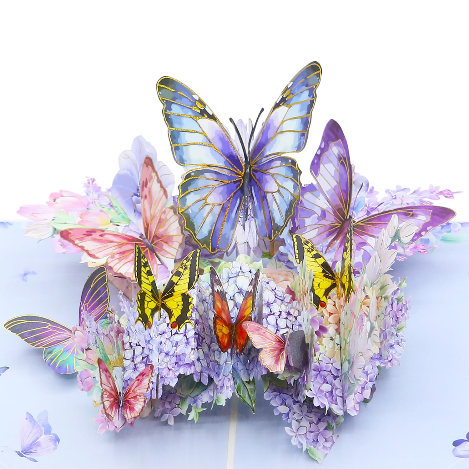 3D Butterfly Floral Greeting Card with Gold Foil Details