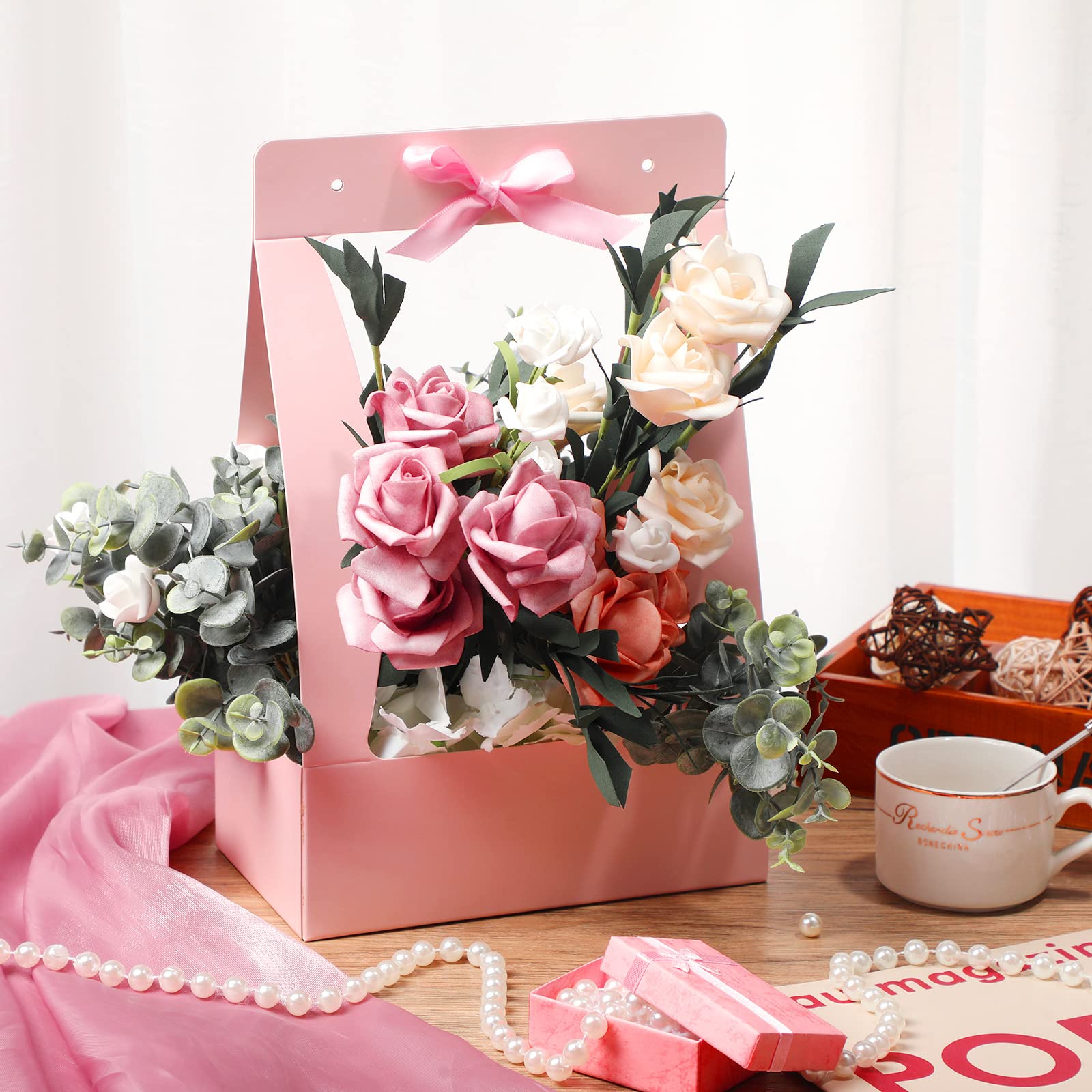 Pink Floral Gift Boxes for Bouquet Arrangements