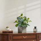 2-Pack Artificial Indoor Plants with Wooden Planters
