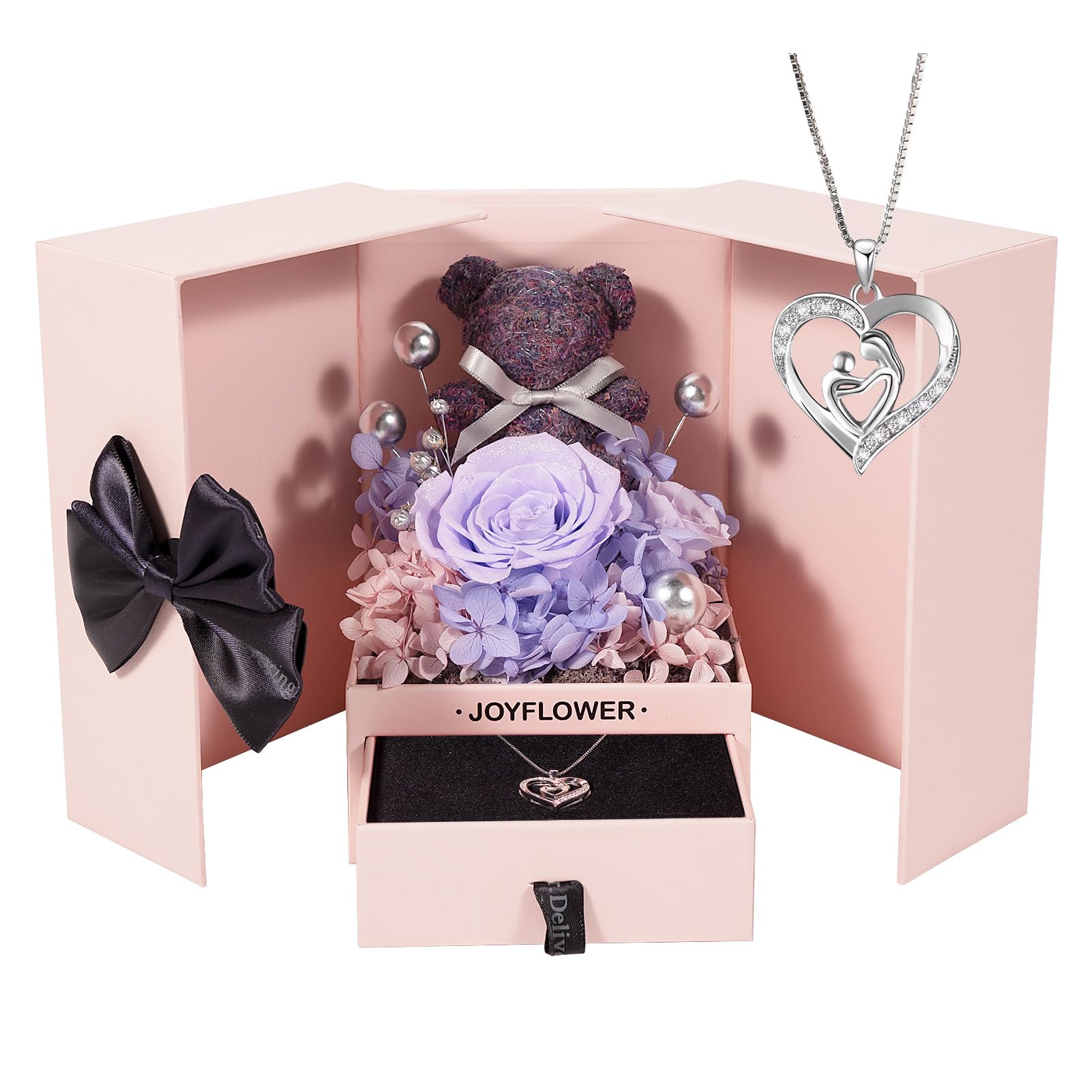 JoyFlower Preserved Flowers with Necklace