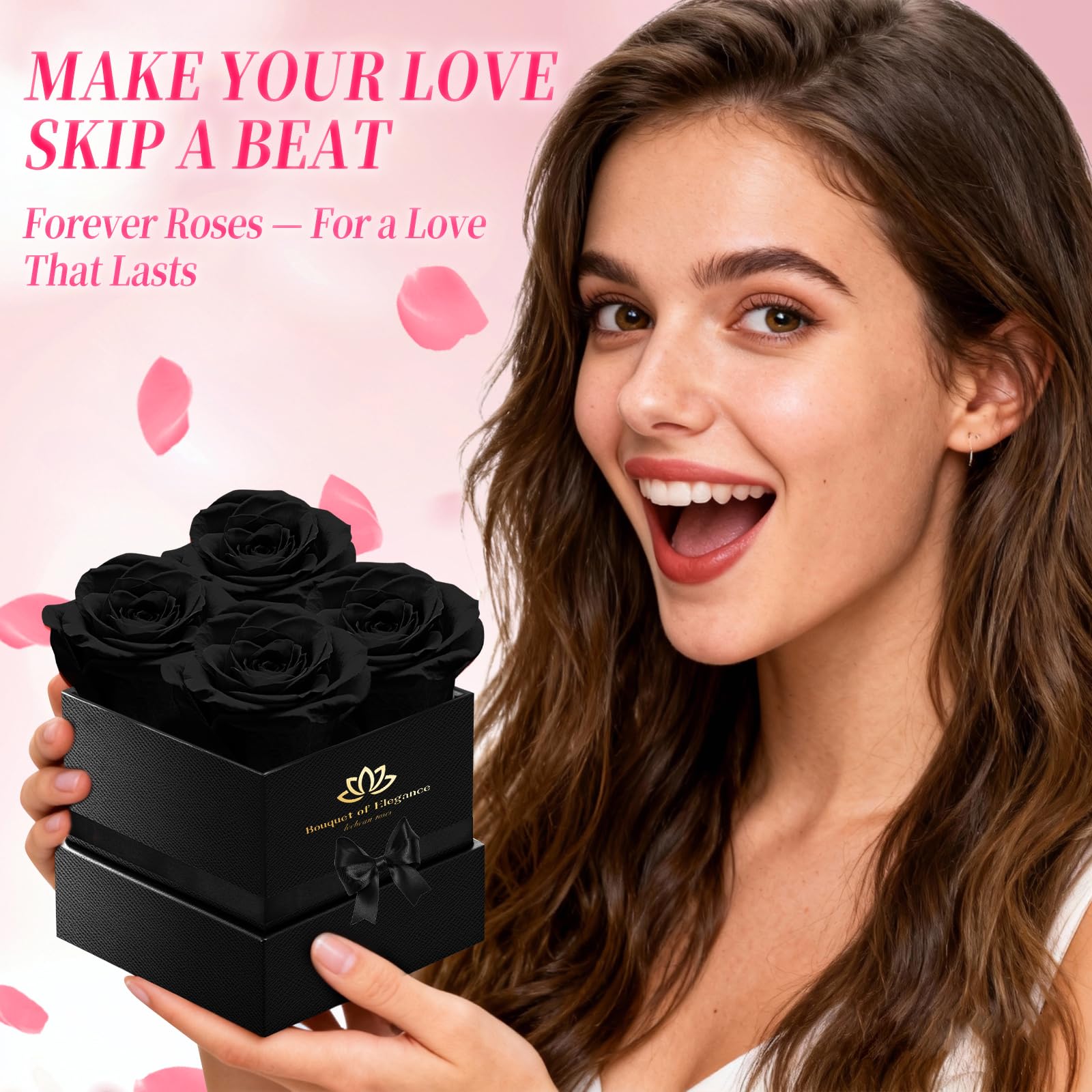 Leebean Forever Flowers Roses in A Box,Real Preserved Flowers,Preserved Roses,Preserved Flowers