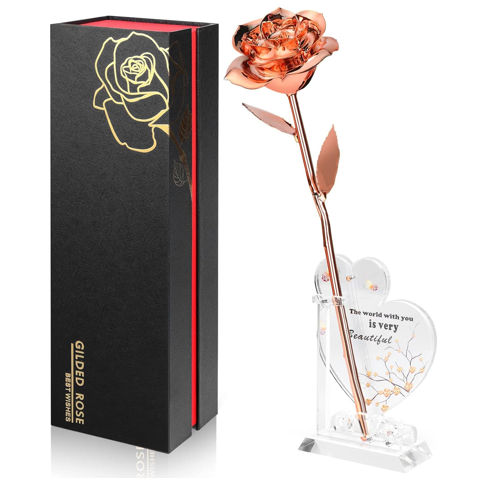 Gold Dipped Infinity Rose Decor Gift