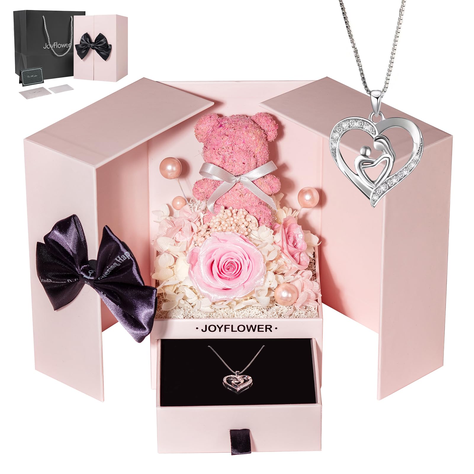JoyFlower Preserved Flowers with Necklace