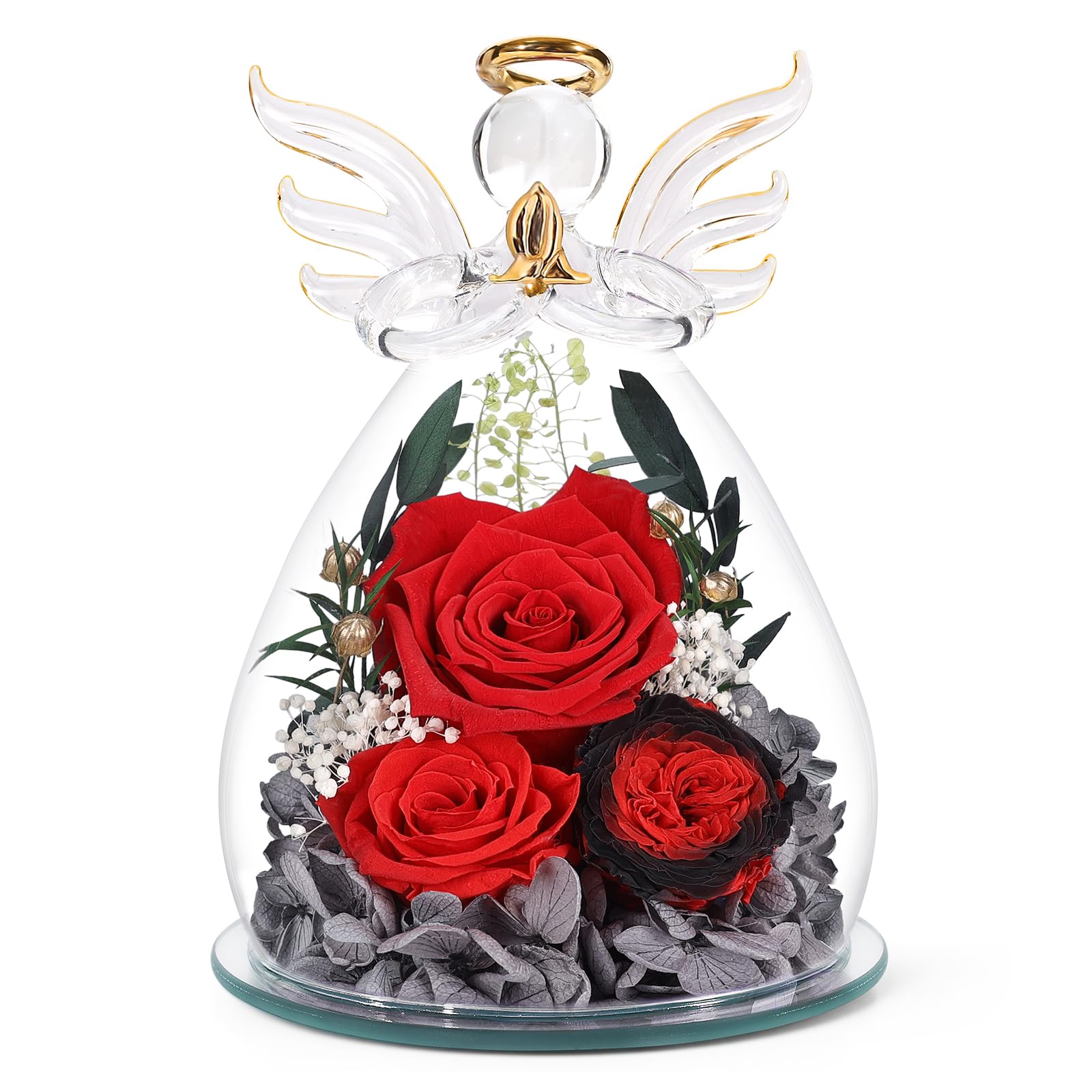 Preserved Rose Angel Figurine Gift Set