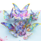 3D Butterfly Floral Greeting Card with Gold Foil Details