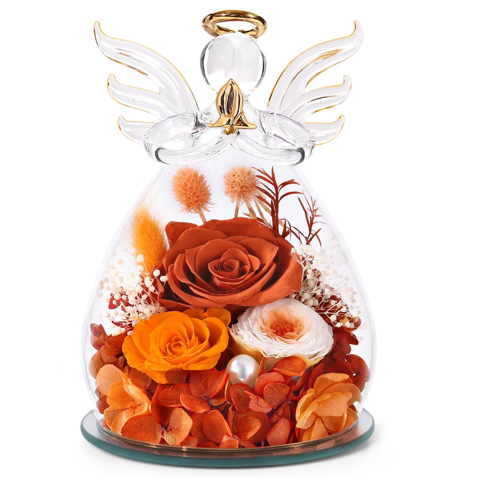 Preserved Rose Angel Figurine Gift Set