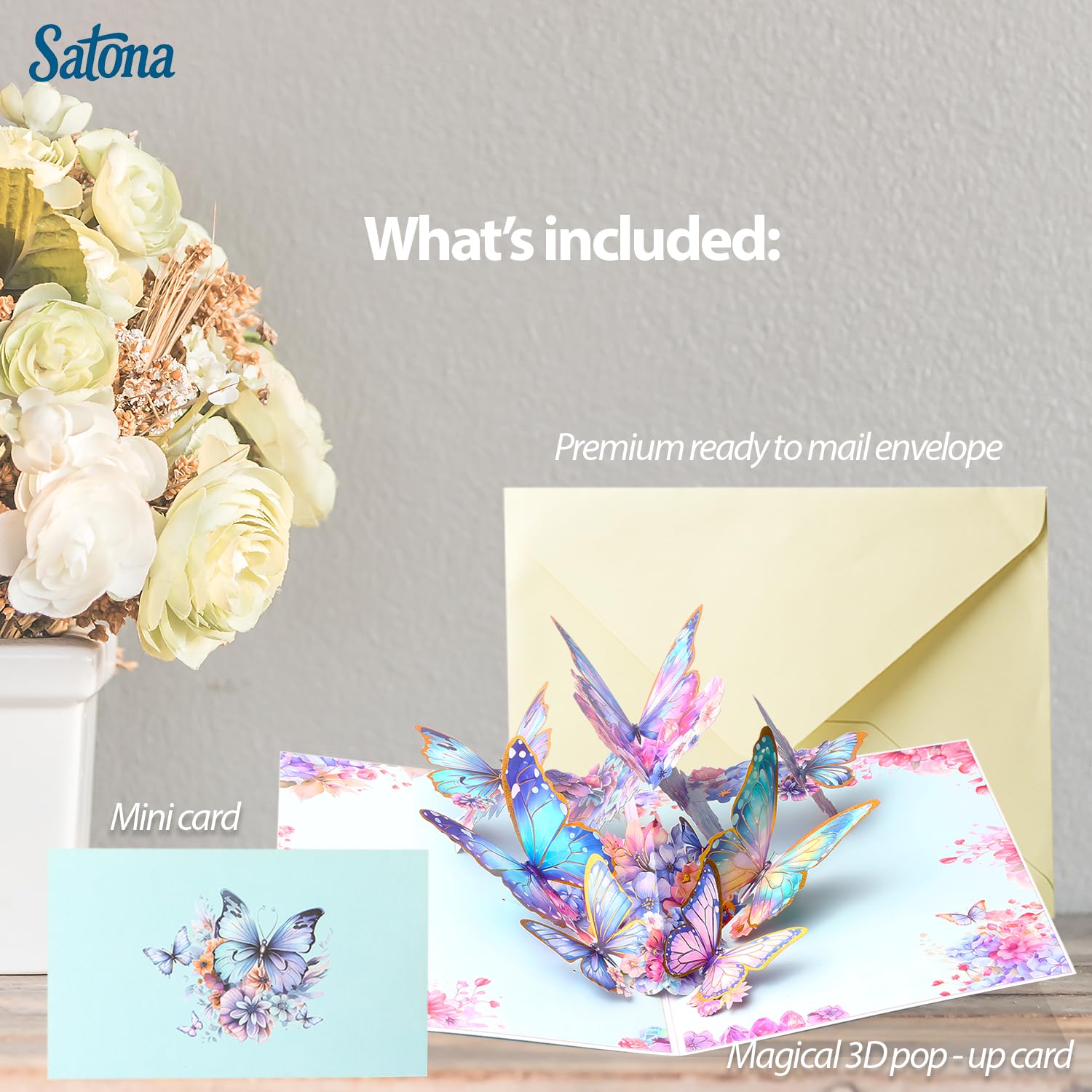 3D Butterfly Floral Greeting Card with Gold Foil Details