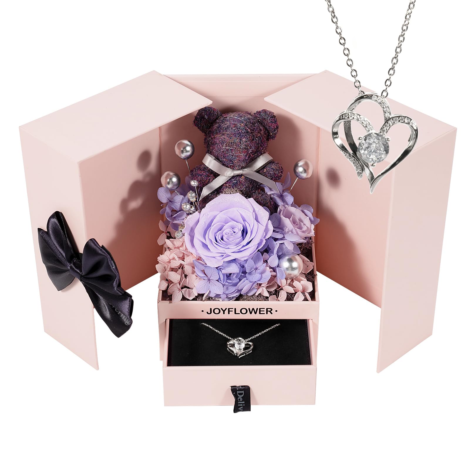 JoyFlower Preserved Flowers with Necklace
