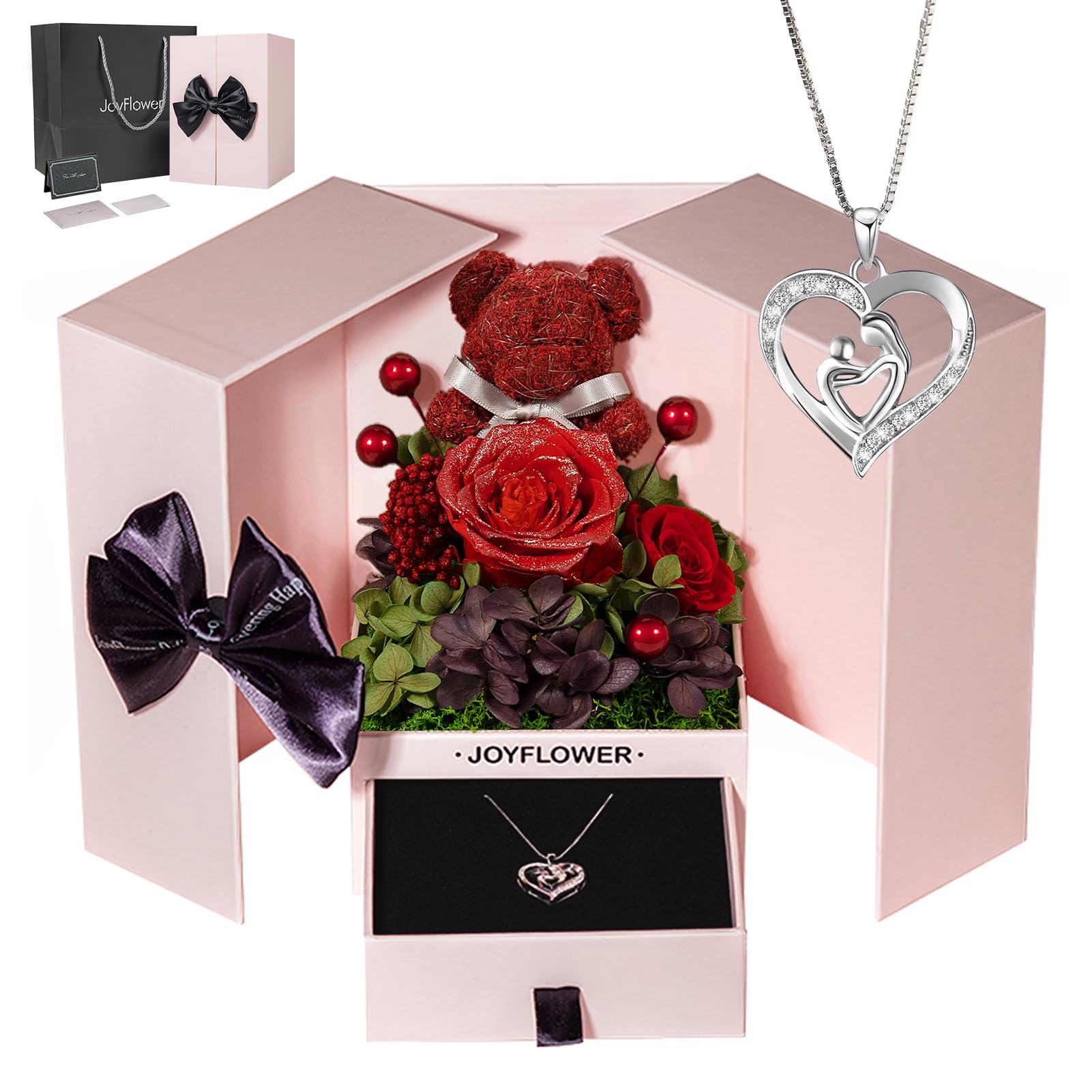 JoyFlower Preserved Flowers with Necklace