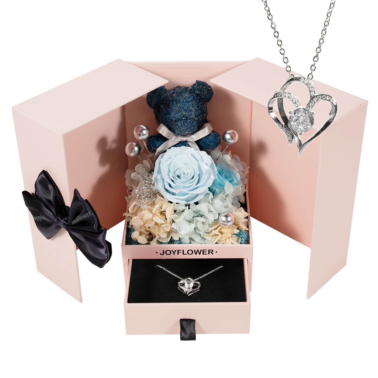 JoyFlower Preserved Flowers with Necklace