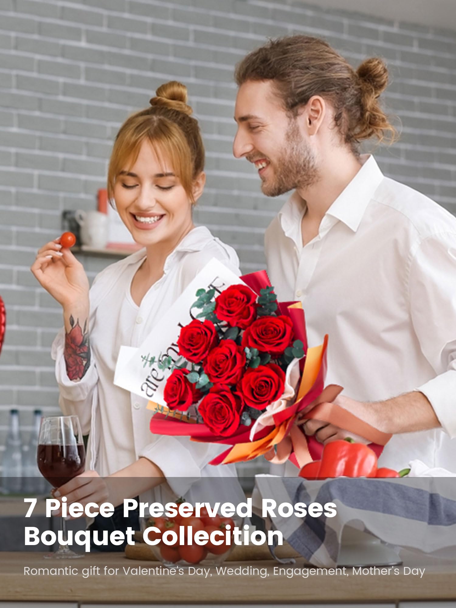 7-Piece Preserved Rose Bouquet Gift Set