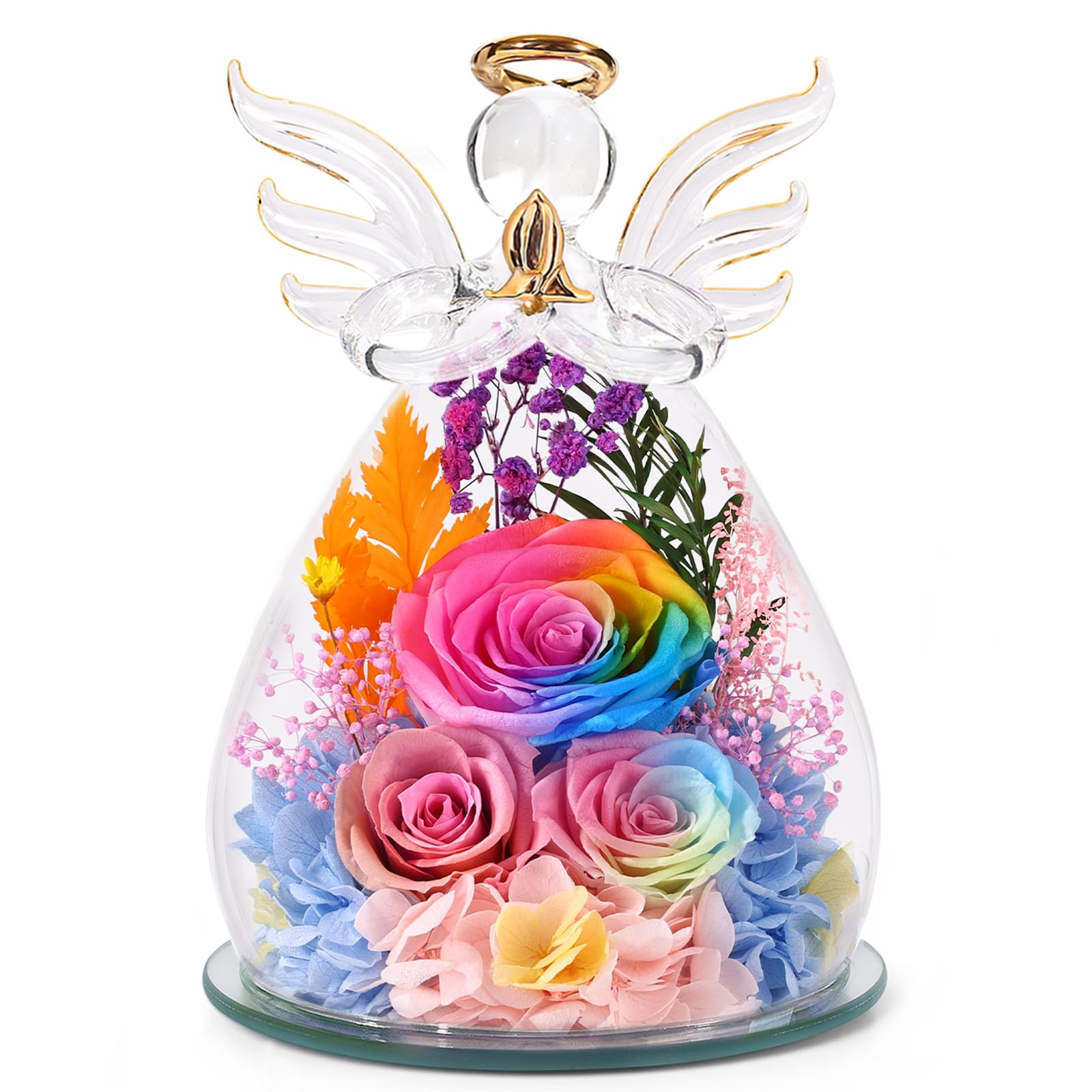 Preserved Rose Angel Figurine Gift Set