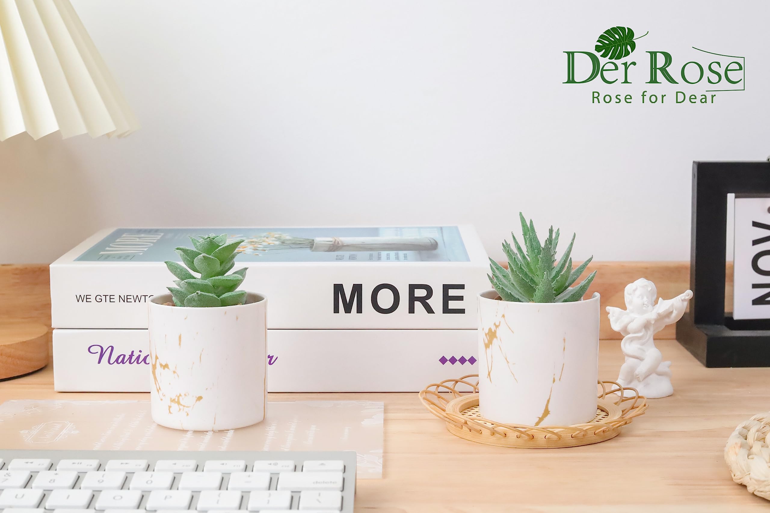 Der Rose Fake Succulents Plants Artificial for Office Desk Accessories for Women Pink Decor