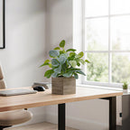 2-Pack Artificial Indoor Plants with Wooden Planters