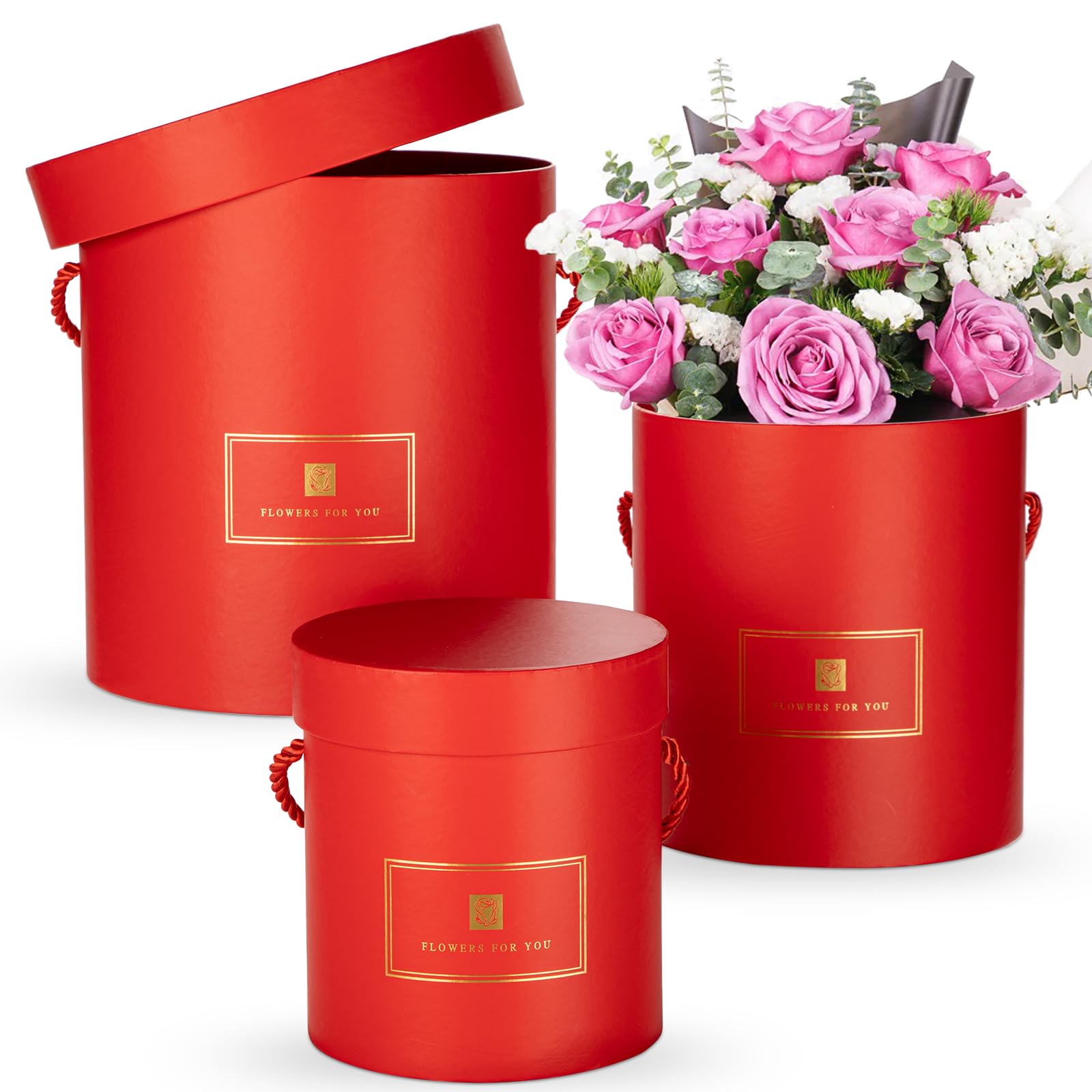 3-Piece Round Nesting Gift Box Set for Flower Arrangements