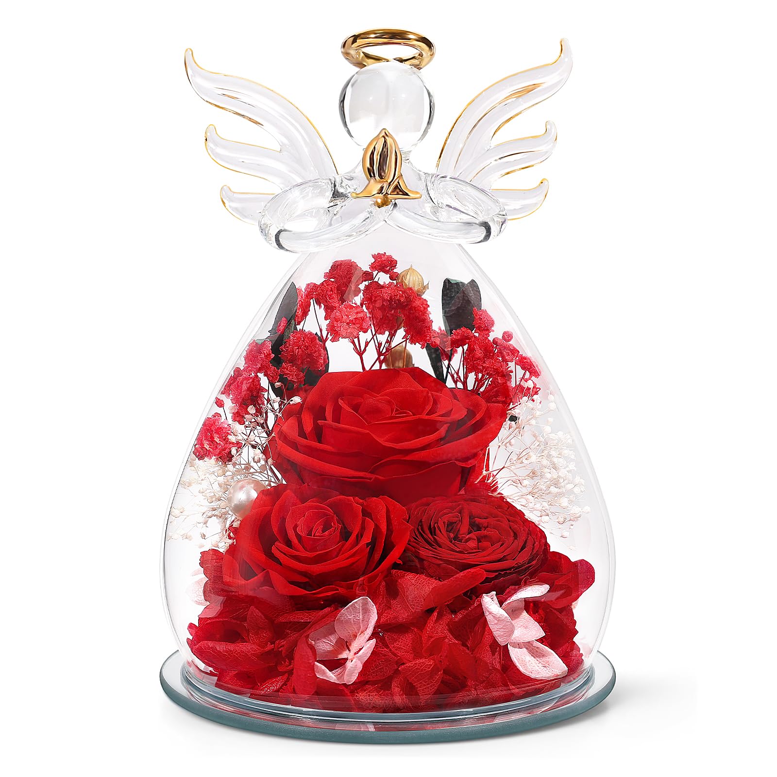 Preserved Rose Angel Figurine Gift Set