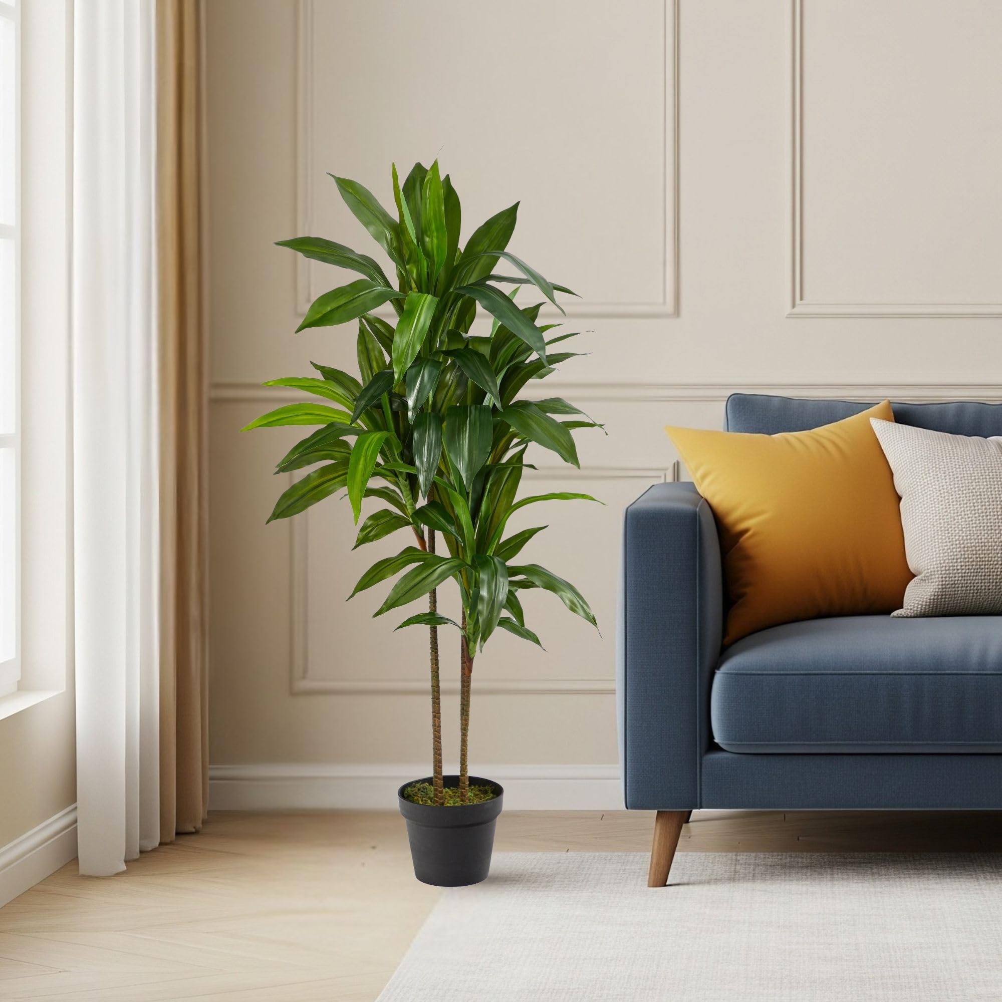 Nearly Natural 6585 Dracaena Decorative Silk Plant, 48-Inch, Green