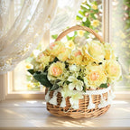 2-Pack Wicker Flower Girl Baskets with Ribbon Decor