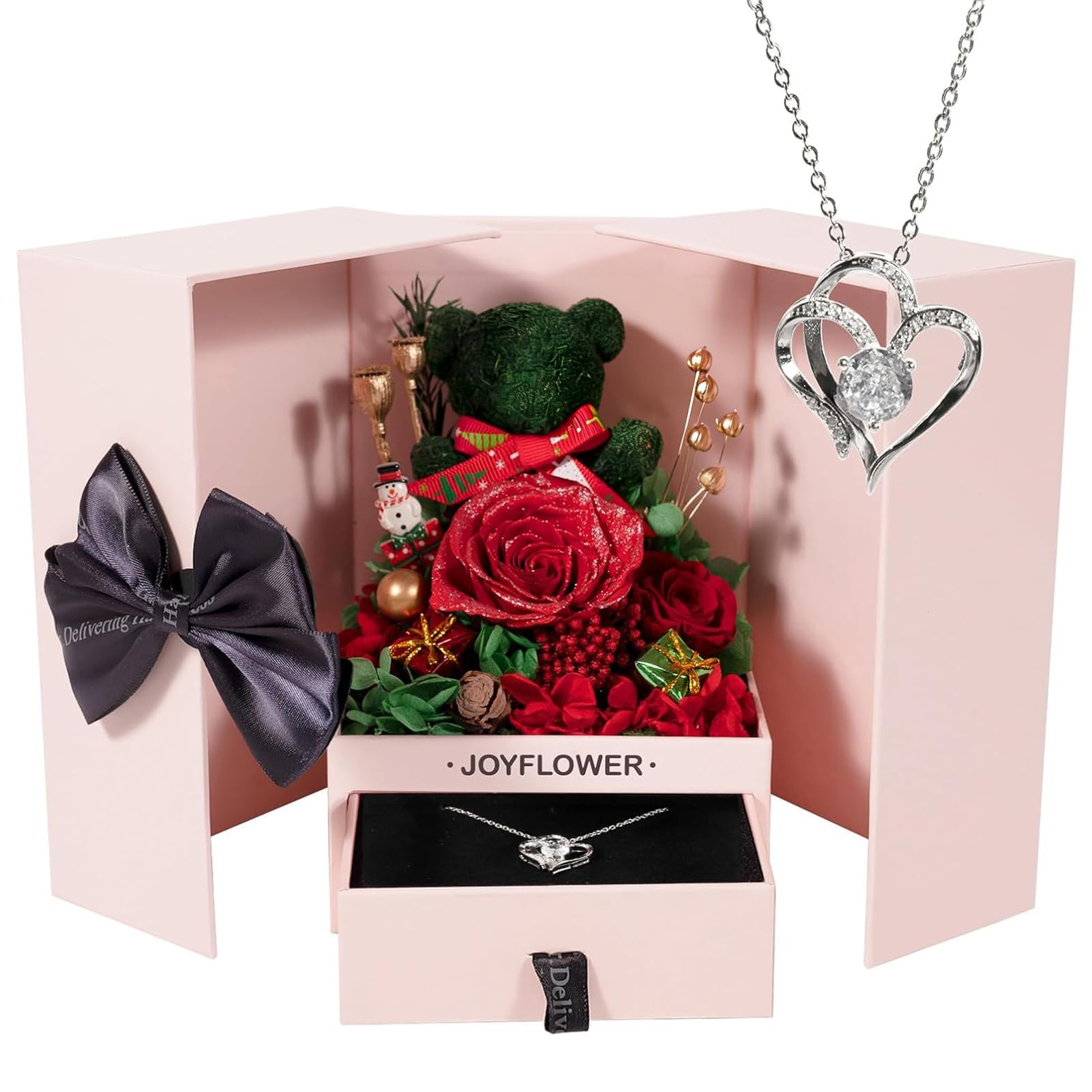 JoyFlower Preserved Flowers with Necklace