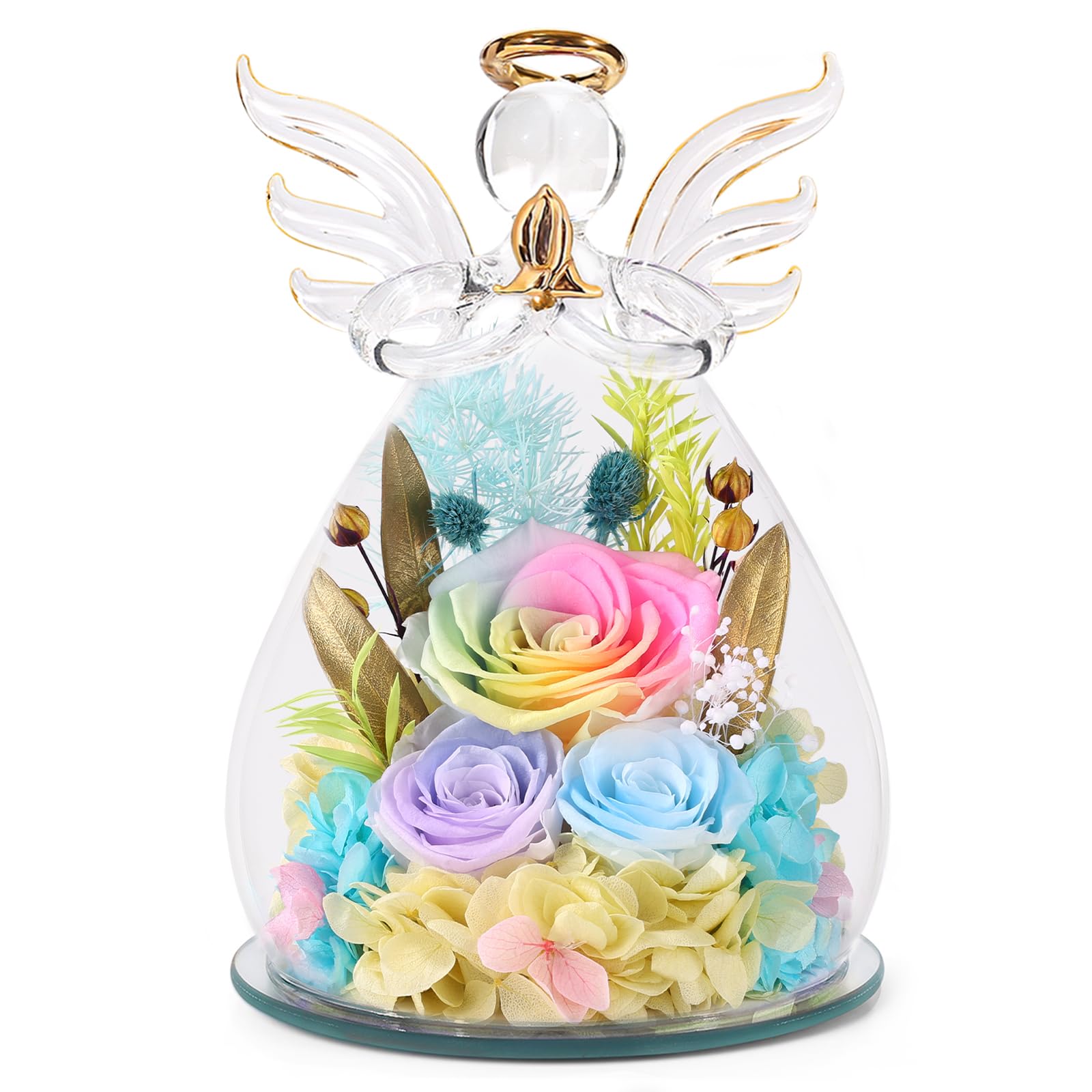 Preserved Rose Angel Figurine Gift Set