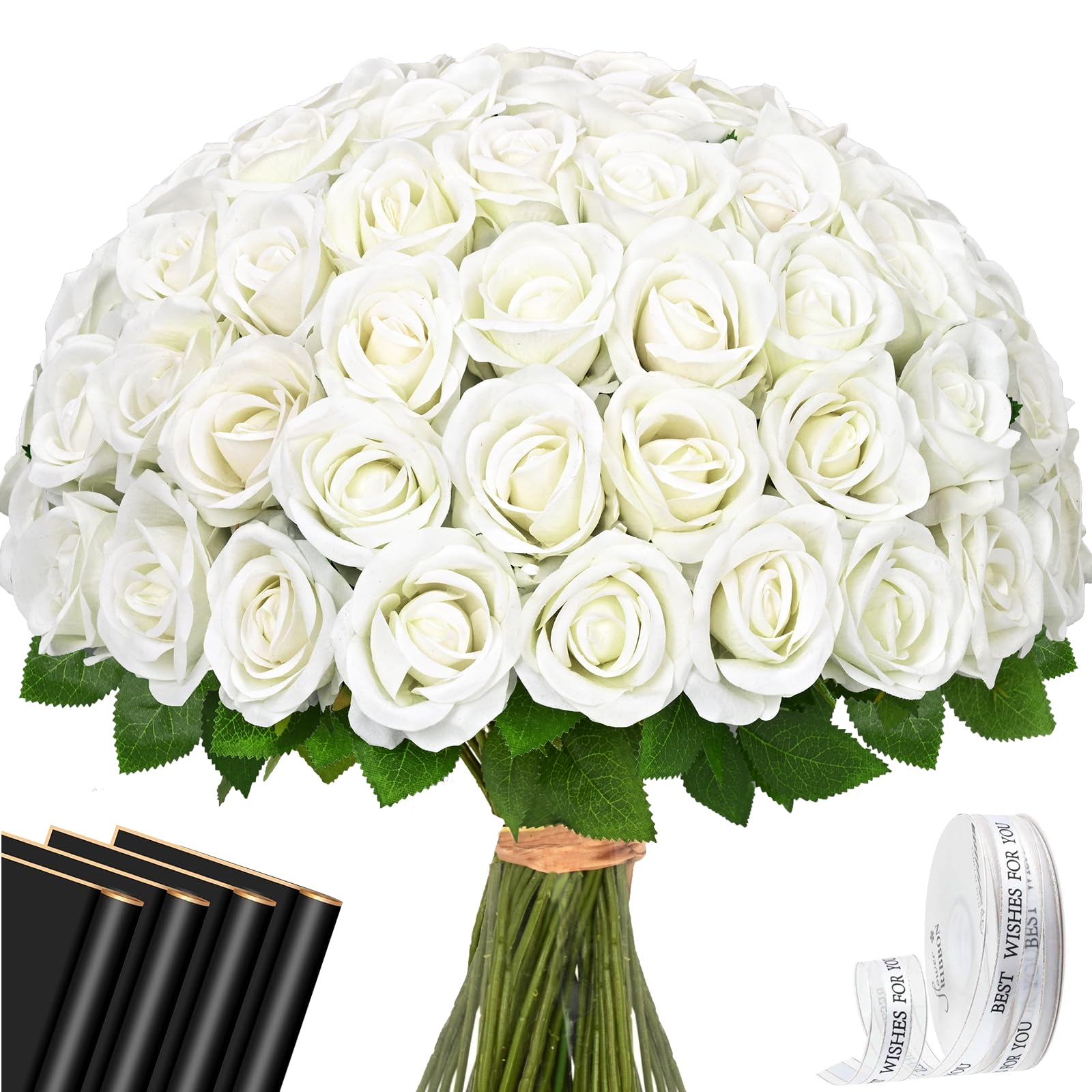 Waipfaru Fake White Flowers for Wedding