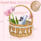 2-Pack Wicker Flower Girl Baskets with Ribbon Decor