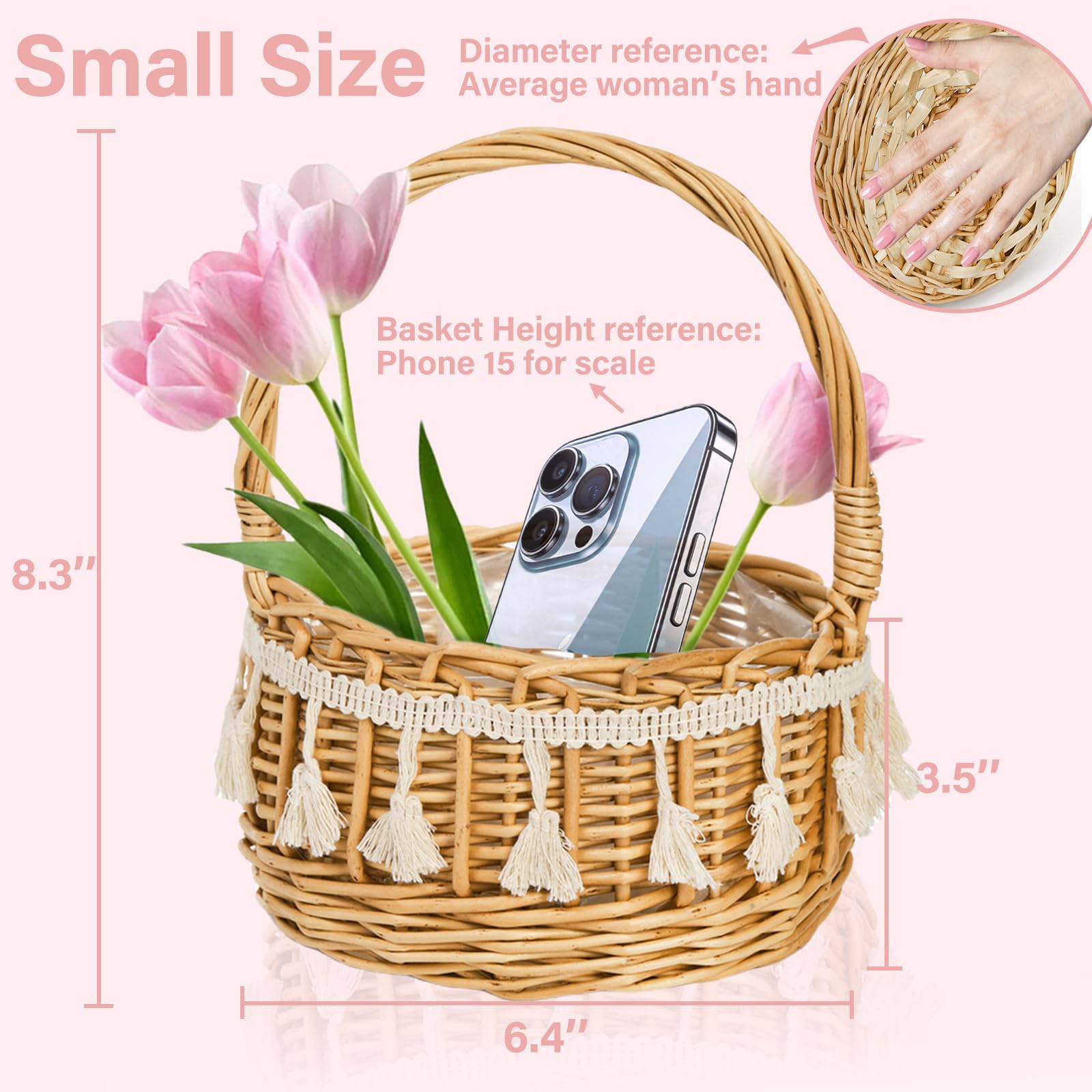 2-Pack Wicker Flower Girl Baskets with Ribbon Decor