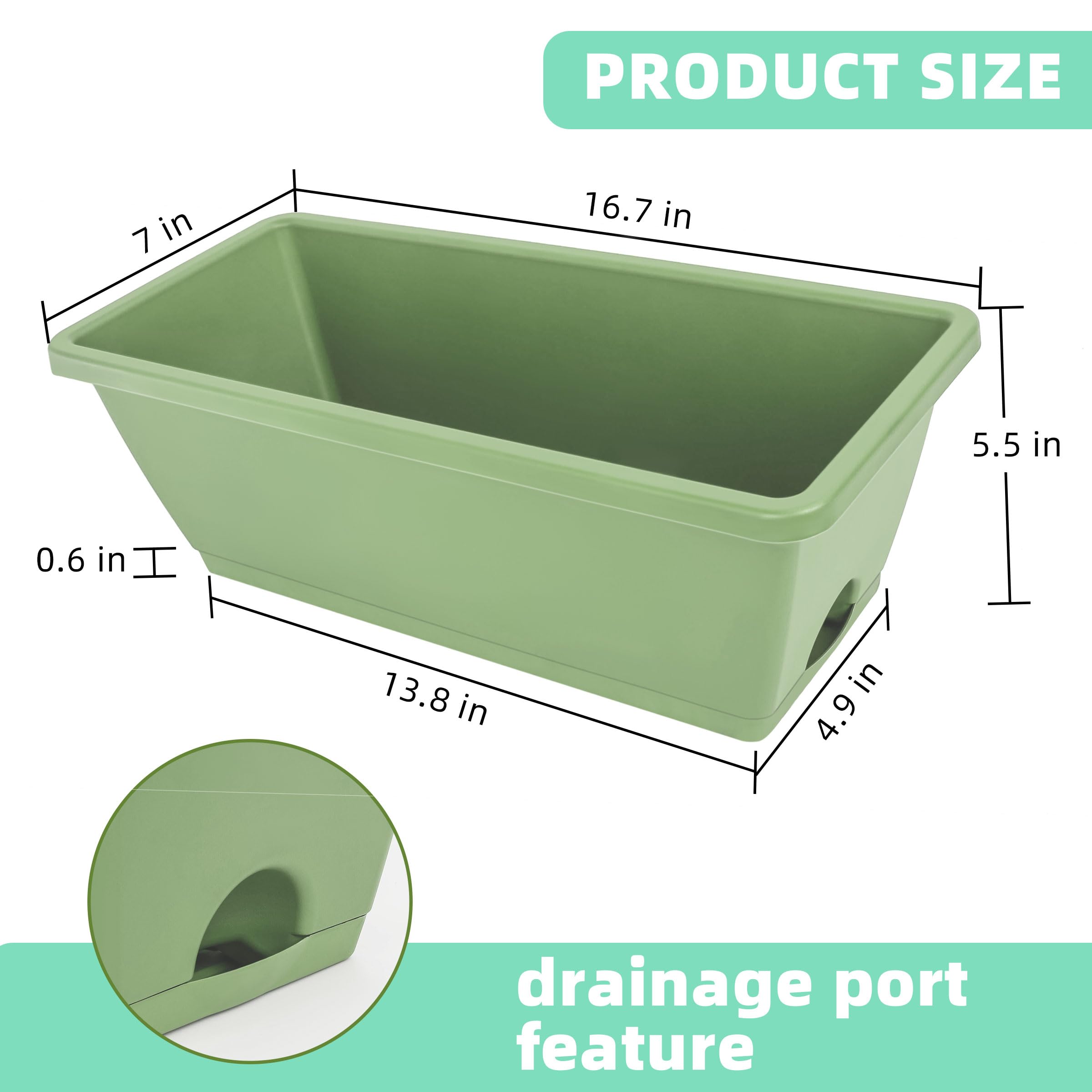 17-Inch Rectangular Window Box Planter with Saucer