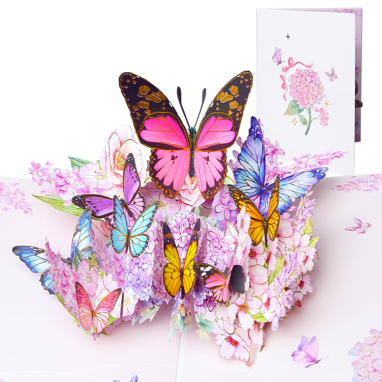 3D Butterfly Floral Greeting Card with Gold Foil Details