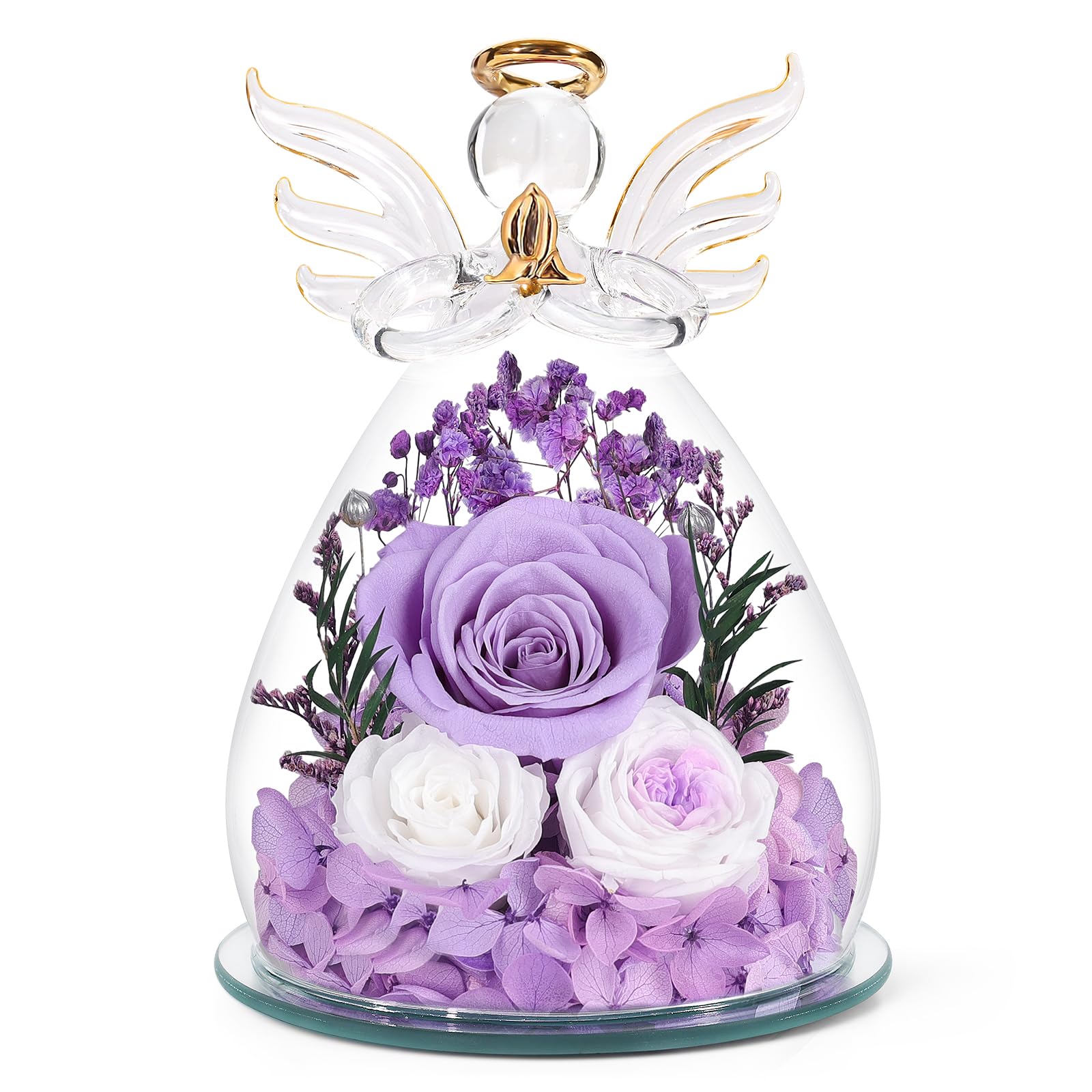 Preserved Rose Angel Figurine Gift Set