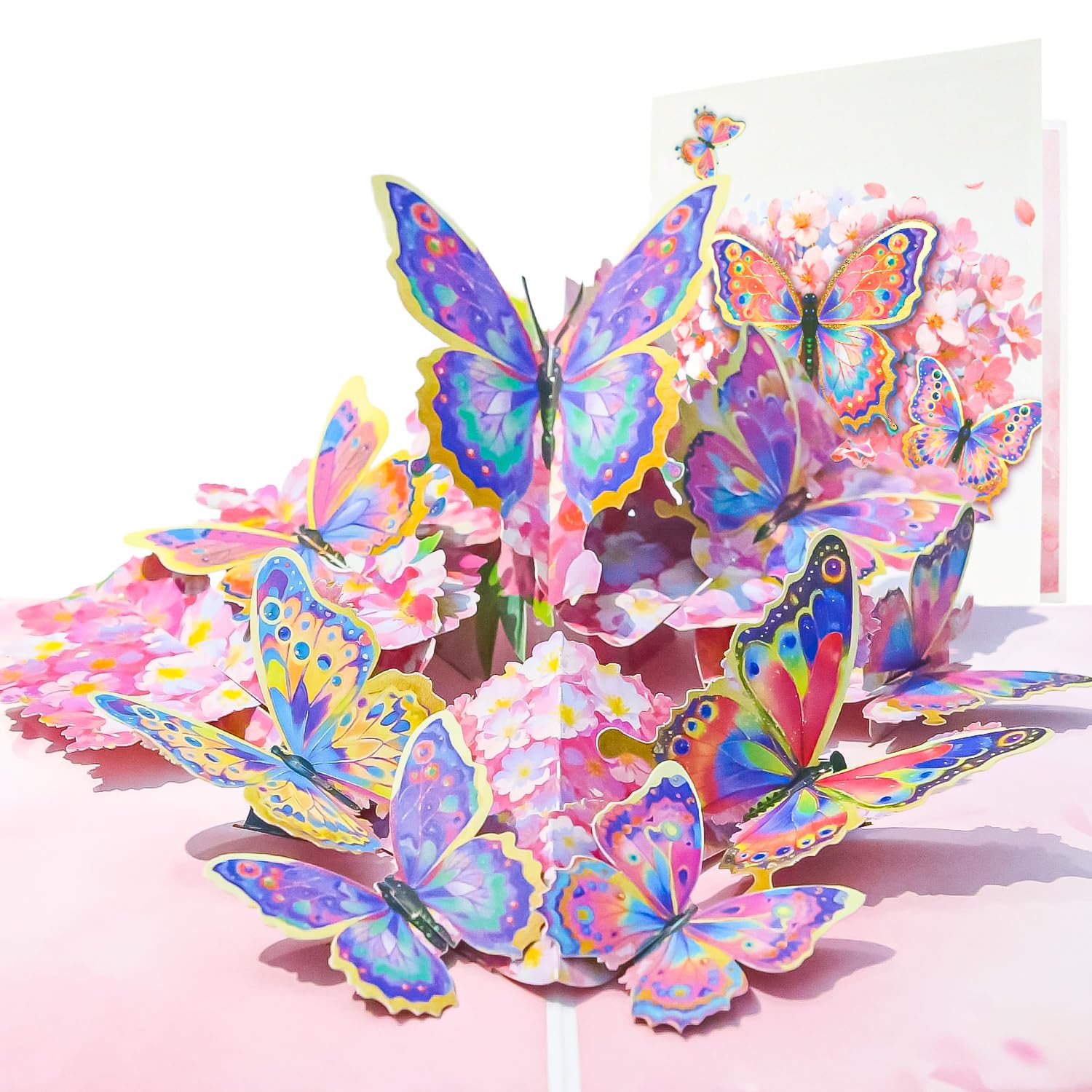 3D Butterfly Floral Greeting Card with Gold Foil Details