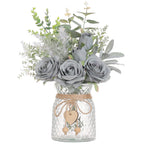 Artificial Rose & Eucalyptus Arrangement with Vase