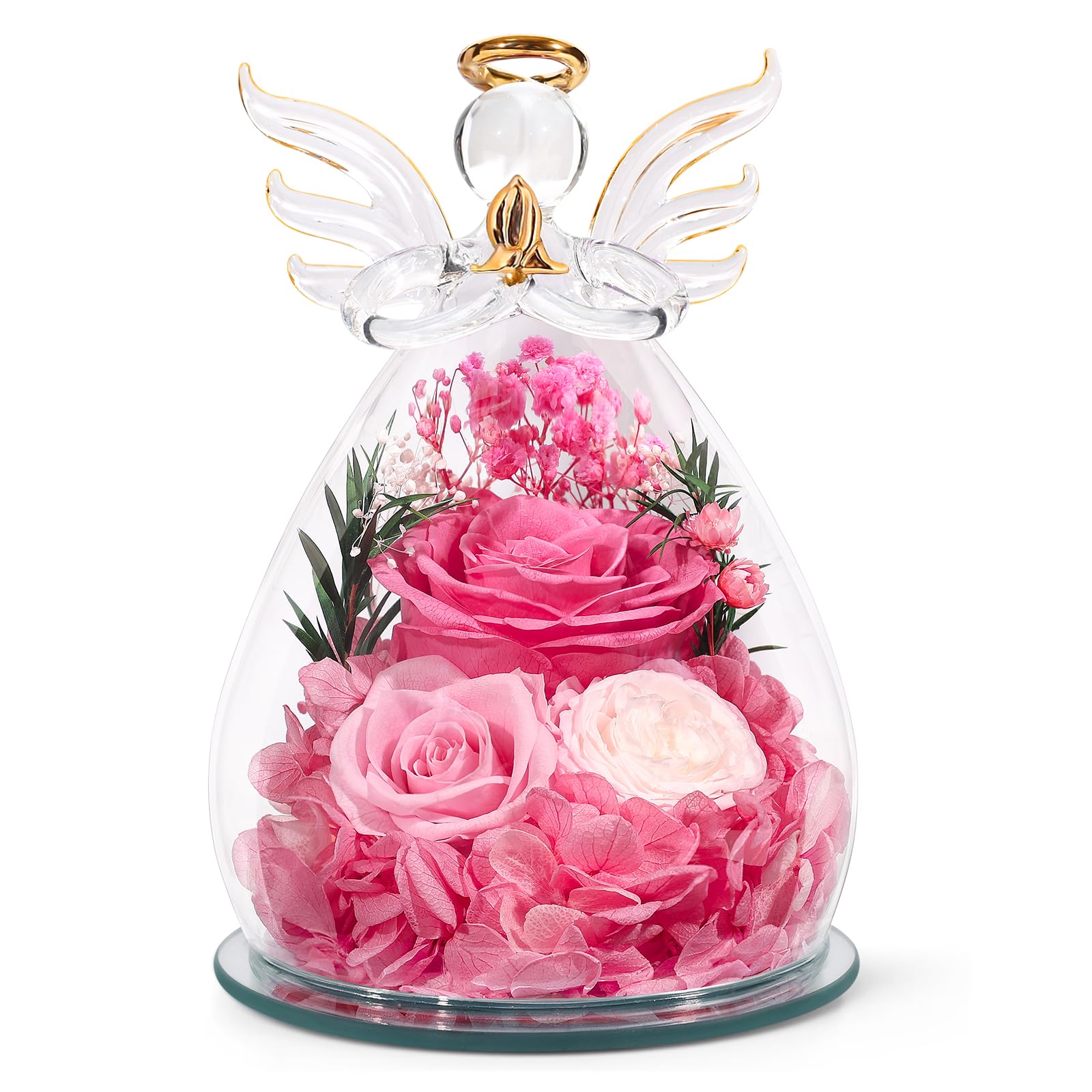 Preserved Rose Angel Figurine Gift Set
