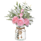 Artificial Rose & Eucalyptus Arrangement with Vase