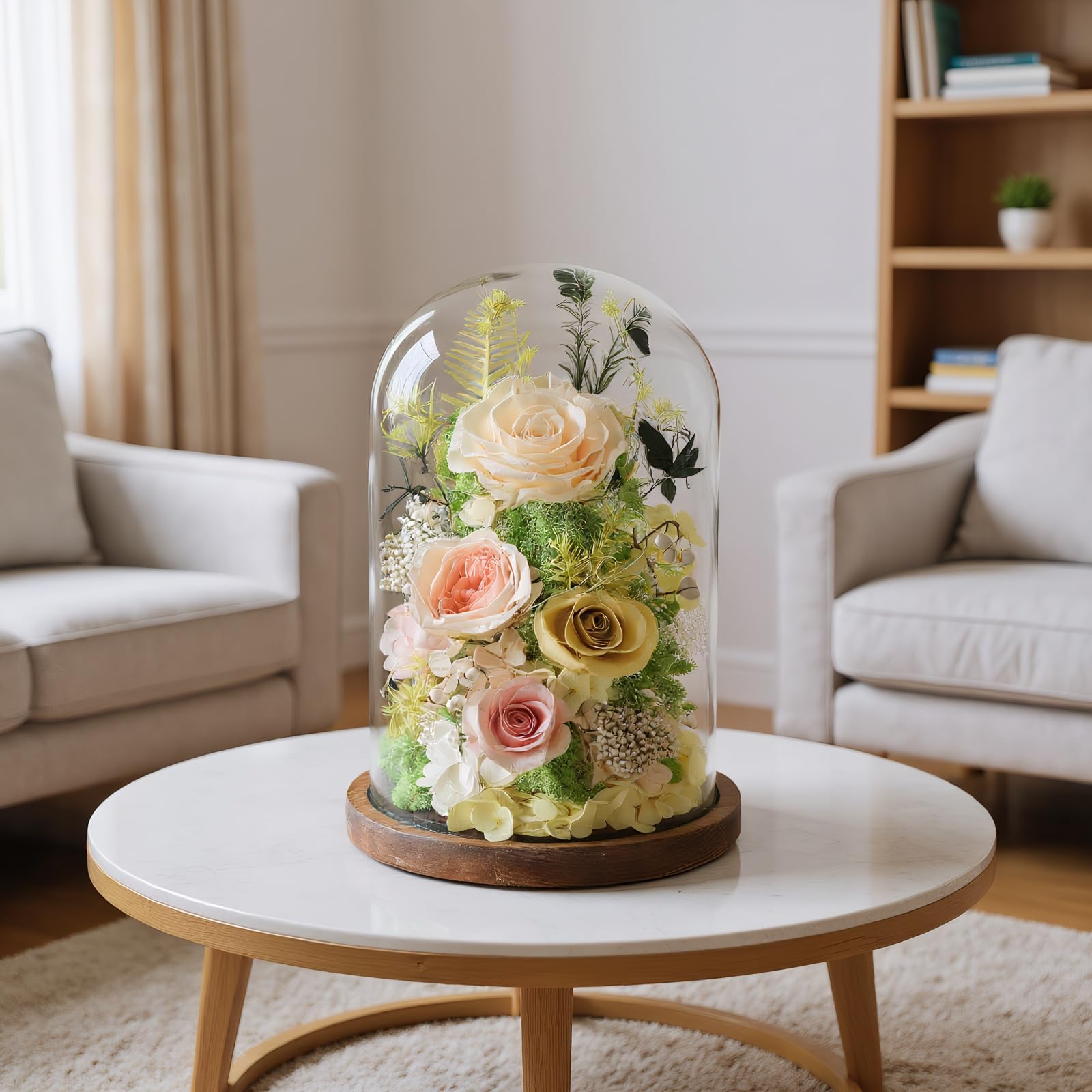 Preserved Rose in Glass Dome Gift Decor