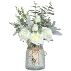 Artificial Rose & Eucalyptus Arrangement with Vase