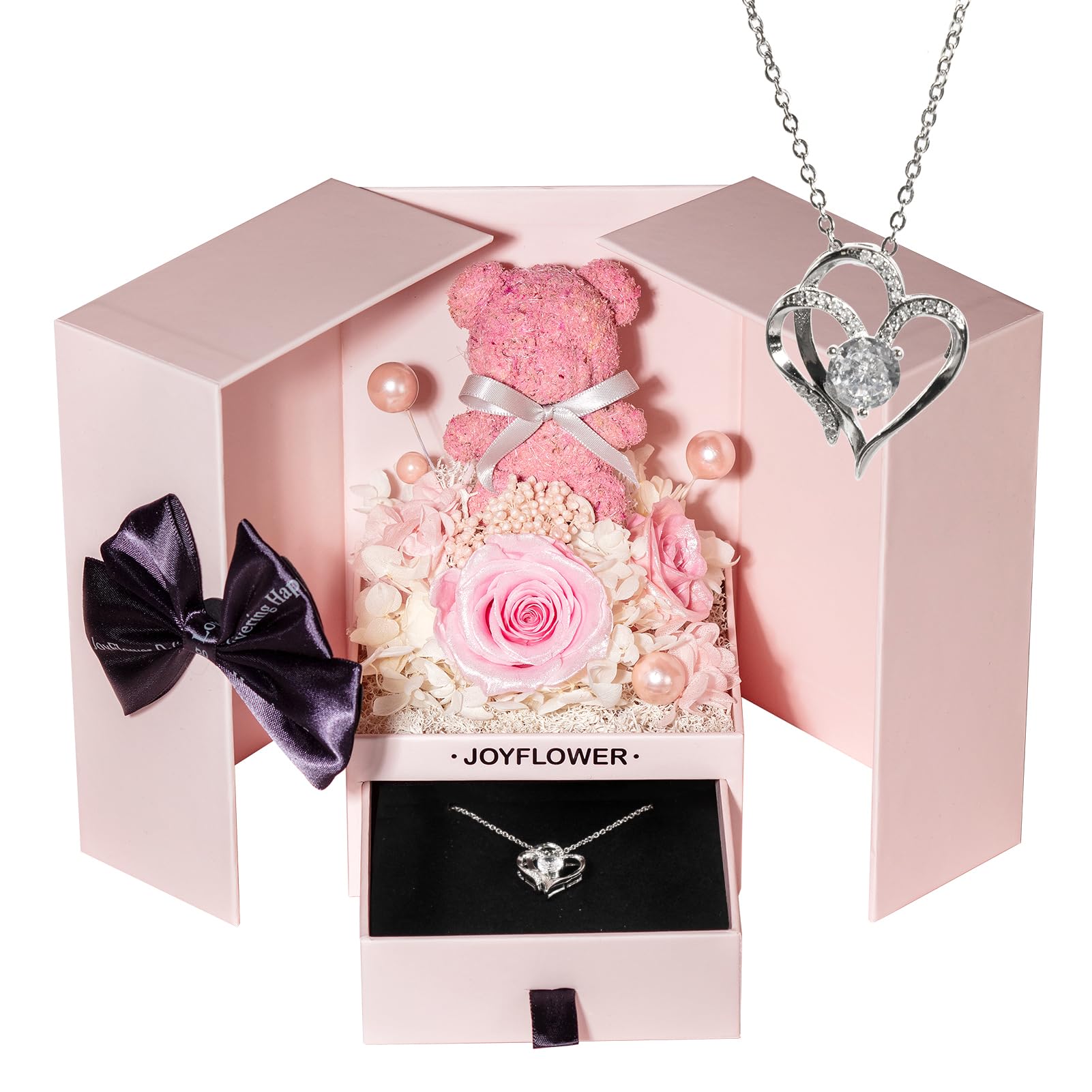 JoyFlower Preserved Flowers with Necklace