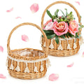 2-Pack Wicker Flower Girl Baskets with Ribbon Decor