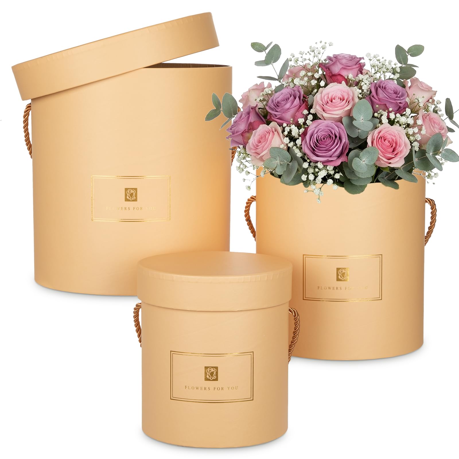 3-Piece Round Nesting Gift Box Set for Flower Arrangements