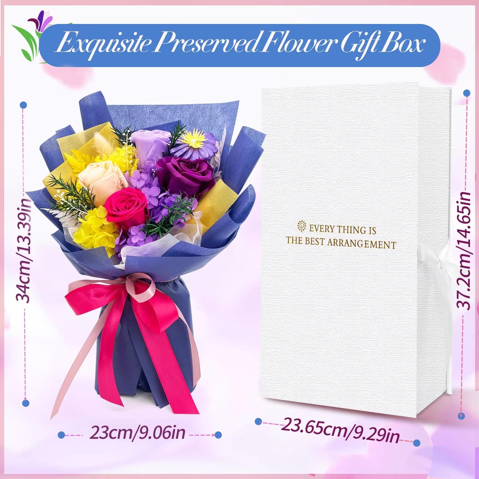 Preserved Rose Bouquet Gift Box for Women & Mom
